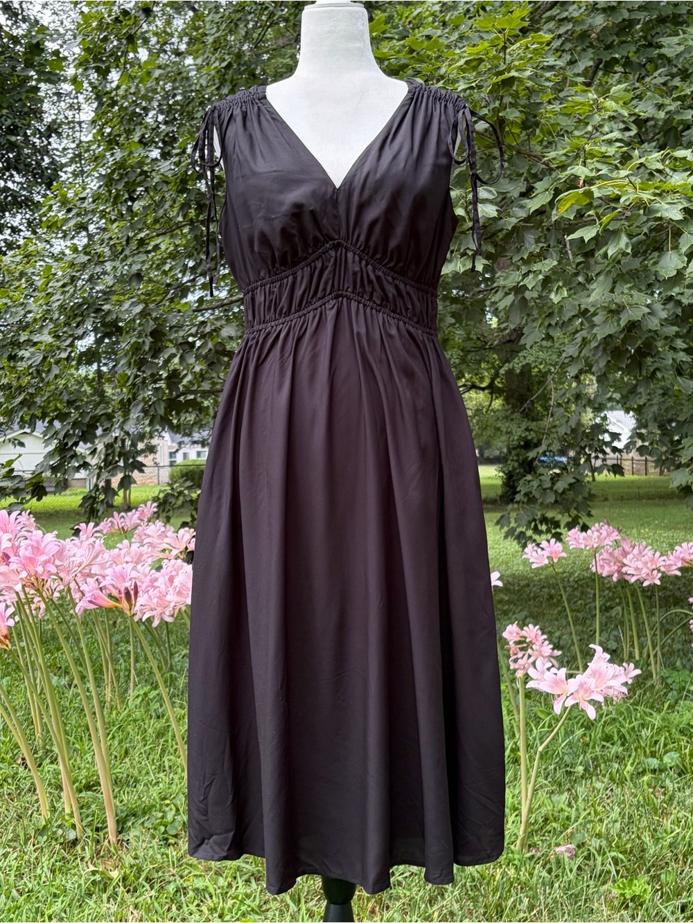 Black whimsygoth fairy tea length babydoll sun dress women’s size medium